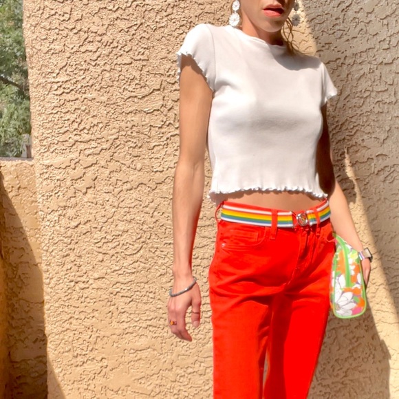 Brandy Melville Tops - John Galt Lizzy Ruffle Brandy White Crop Top XS